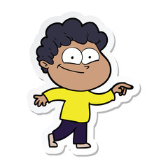 sticker of a cartoon happy man