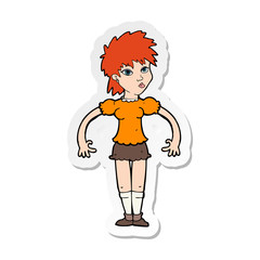 sticker of a cartoon curious woman