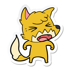 sticker of a angry cartoon fox