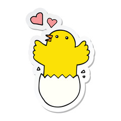 sticker of a cute hatching chick cartoon