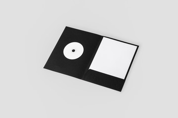 Blank Corporate Set isolated on grey background Folder, a4 letter and cd disk.3D rendering.
