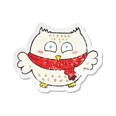 retro distressed sticker of a cartoon owl