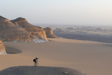 El Aqabat landscape in the White Desert National Park in Egypt.