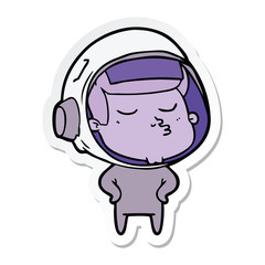sticker of a cartoon confident astronaut