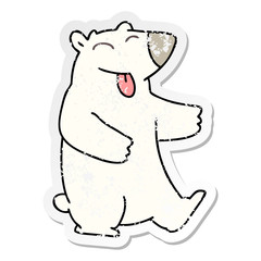distressed sticker of a quirky hand drawn cartoon polar bear