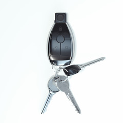 Car keys close up isolated on white background. 3d rendering.