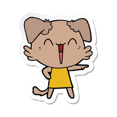 sticker of a happy little dog cartoon
