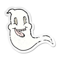 distressed sticker of a cartoon spooky ghost