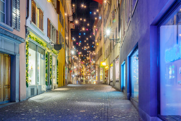 Fototapeta na wymiar Street at Christmas, Zurich