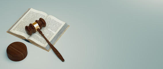 Hammer of judge, 3d rendering