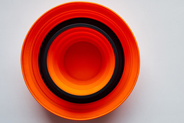 folding orange silicone mug and bowl set