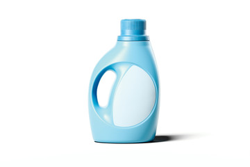 Gel laundry or detergent powder in blue plastic bottle. 3d rendering.