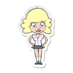 sticker of a cartoon pretty woman