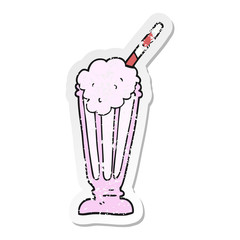 distressed sticker of a cartoon milkshake