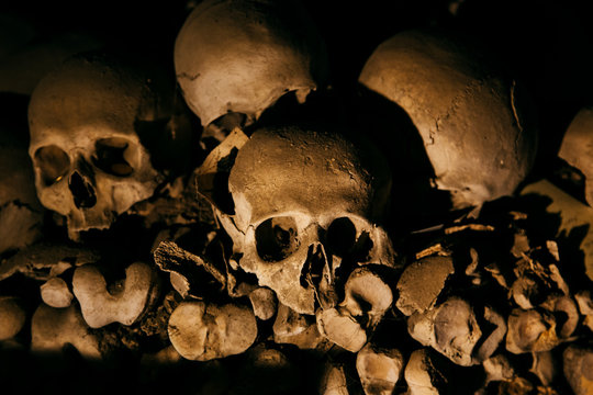 Naples (Italy) - The Fontanelle cemetery is a charnel house, an ossuary, located in a cave in the tuff hillside in the Materdei section of the city