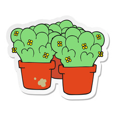 sticker of a cartoon potted plants