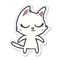 sticker of a calm cartoon cat