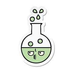 Obraz premium sticker of a cute cartoon test tube