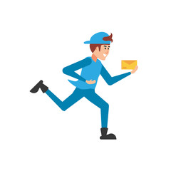 delivery worker running with envelope