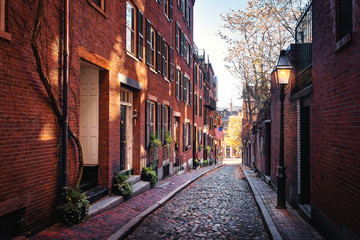 Fototapeta na wymiar Acorn Street - Boston, Massachusetts, USA