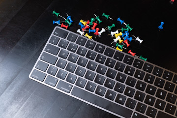 Photos of Office supplies with Space grey Magic keyboard!