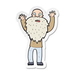 Fototapeta premium sticker of a cartoon frightened old man with beard