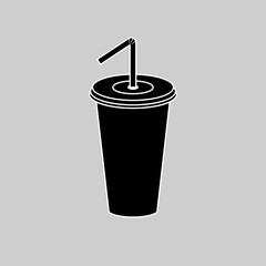 Soda cup with straw isolated on white background. Lemonade drink. Fast food concept. Vector cartoon design