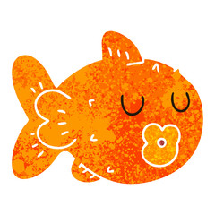 quirky retro illustration style cartoon fish