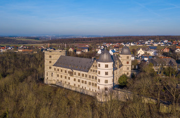 Aerial view of the Renaissance Wewelsburg castle famous as the central SS and Heinrich Himmler...