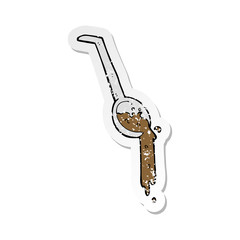 retro distressed sticker of a cartoon pouring gravy