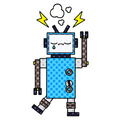 comic book style cartoon robot