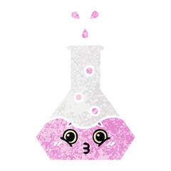 retro illustration style cartoon science beaker