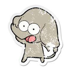distressed sticker of a cute cartoon elephant