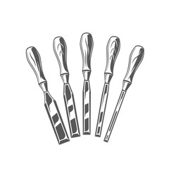 Chisels isolated on white background