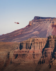 Helicopter flying over Grand Canyon West Rim - Arizona, USA