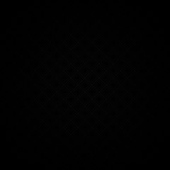 Geometric seamless pattern with tilted dark gray squares or rhombus on black background with vignetting.