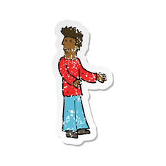 retro distressed sticker of a cartoon disgusted man