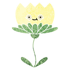 retro illustration style cartoon flower