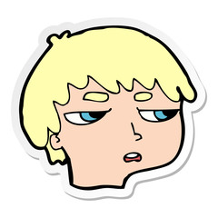 sticker of a cartoon annoyed boy