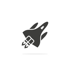 Monochrome vector illustration of rocket icon isolated on white background.
