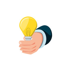hand with light bulb isolated icon