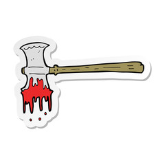 sticker of a cartoon bloody axe