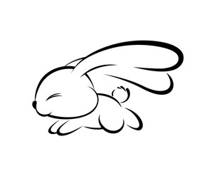 Illustrations of rabbit action logo on white background, Animals vector of isolated a cute rabbit icon
