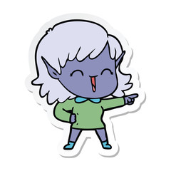 sticker of a cartoon elf girl