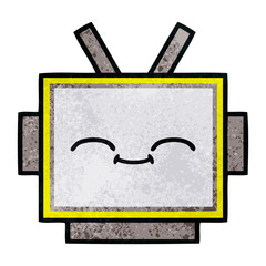 retro grunge texture cartoon robot head