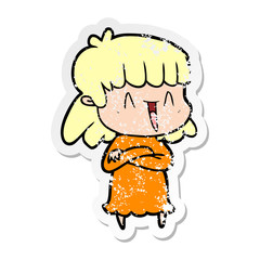 distressed sticker of a cartoon woman
