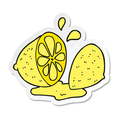 sticker of a cartoon cut lemon