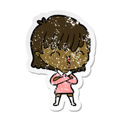 distressed sticker of a cartoon woman