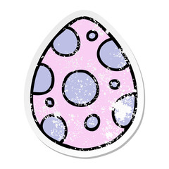 distressed sticker of a quirky hand drawn cartoon easter egg