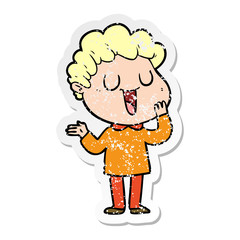 distressed sticker of a laughing cartoon man
